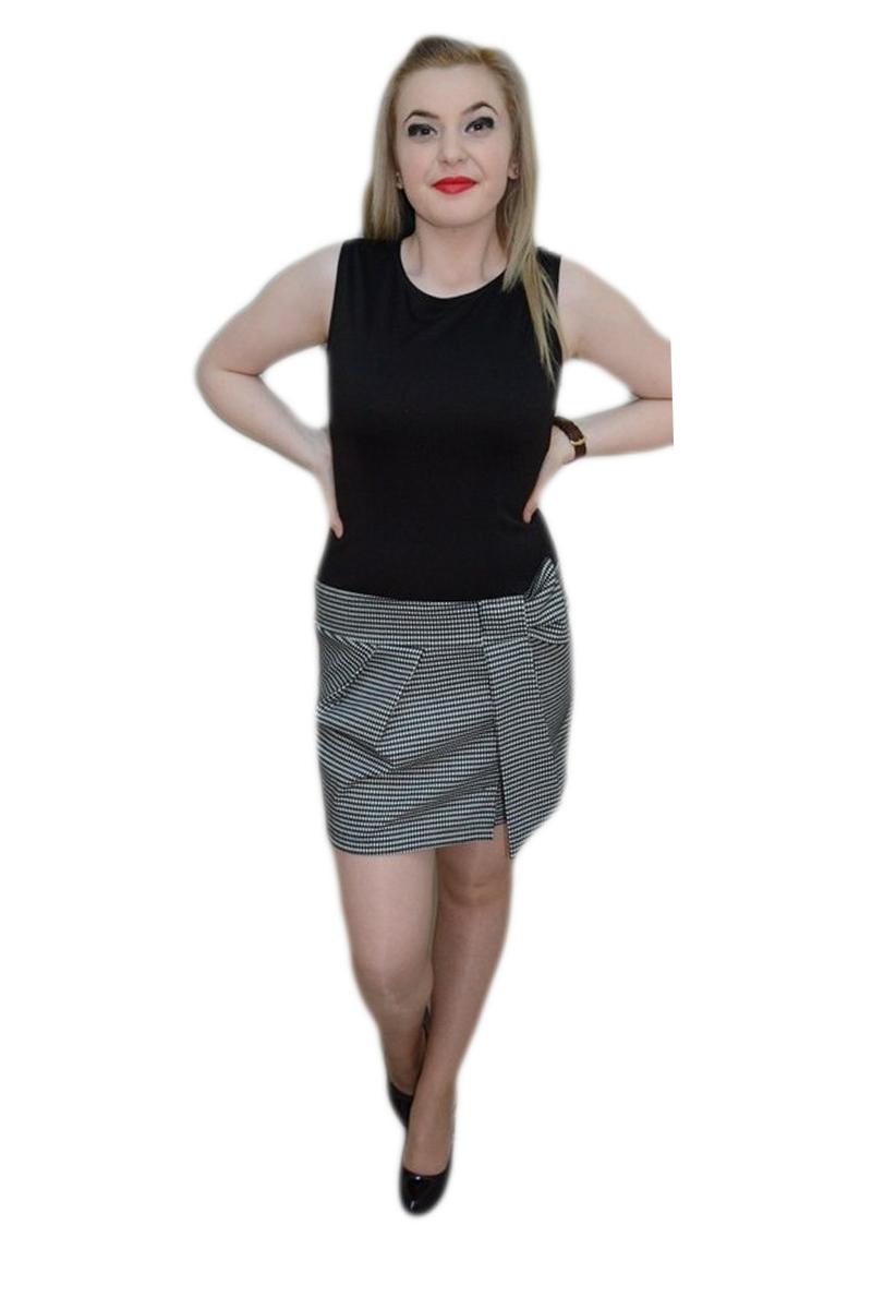 Rochie in trend ,maneci detasabile, D&J Exclusive, Negru/Alb