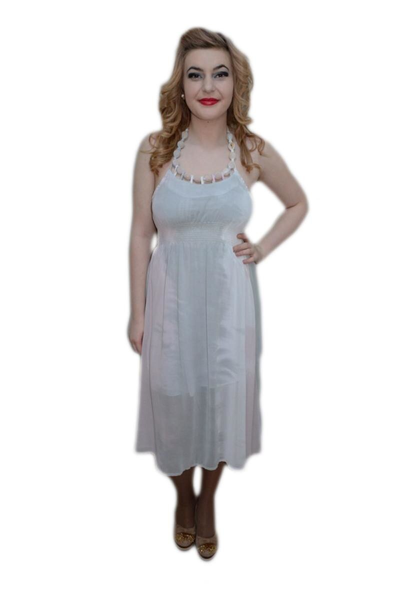 Rochie vaporoasa de vara,din material cu aspect matasos, D&J Exclusive, Gri