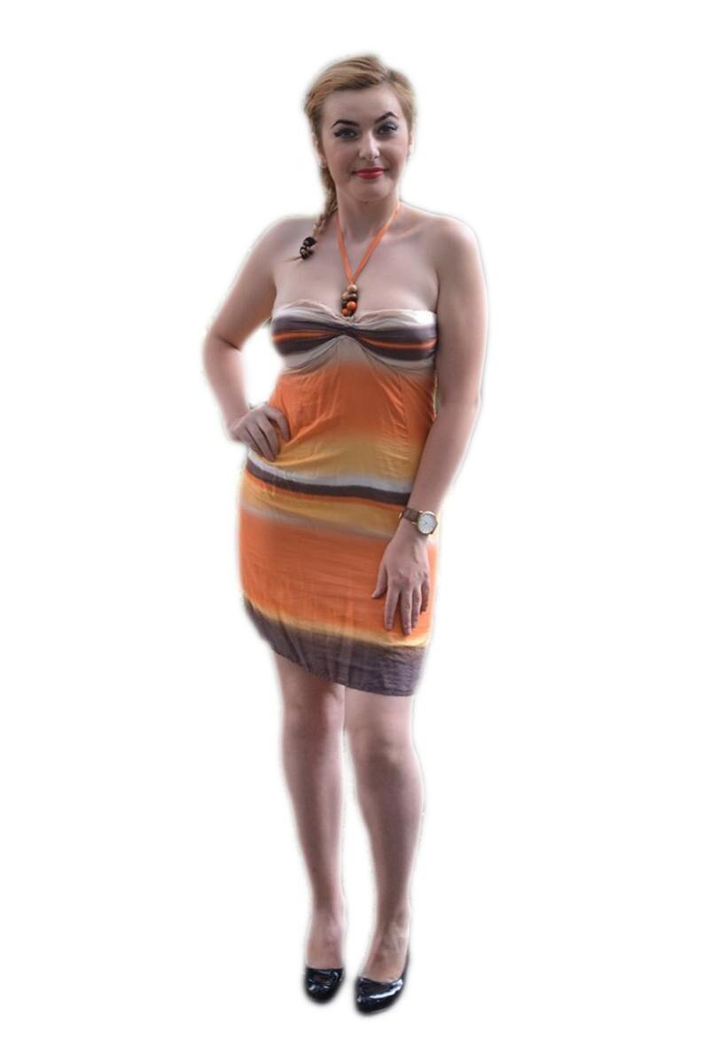 Rochie de vara din material de calitate, D&J Exclusive, Portocaliu