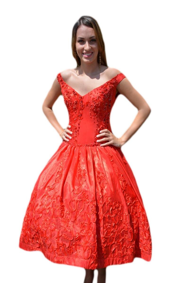 Rochie de gala, din material cu tinuta si croi asimetric, D&J Exclusive, Rosu