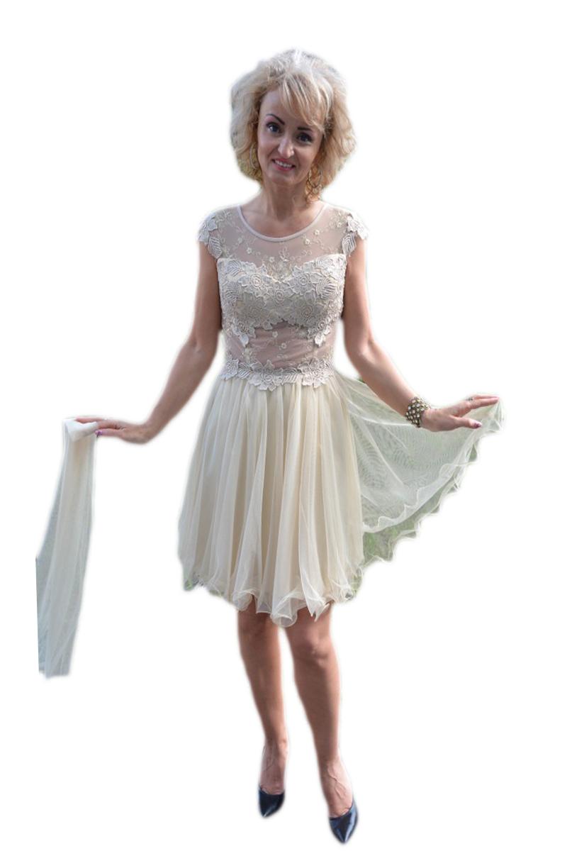 Rochie deosebita cu aspect transparent, D&J Exclusive, Bej