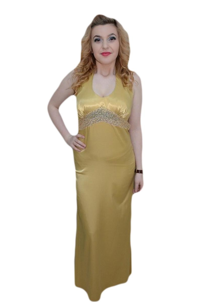 Rochie eleganta lunga cu un design deosebit, D&J Exclusive, Auriu