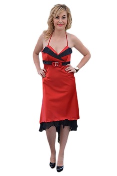 Rochie scurta din saten,D&J Exclusive, Rosu Rochie scurta din saten,D&J Exclusive, Rosu