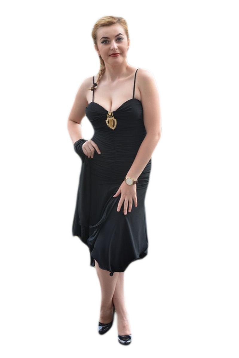Rochie de ocazie,fronsata, din material elastic, D&j Exclusive, Negru