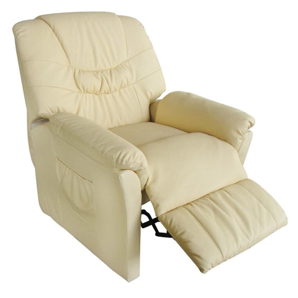 Fotoliu de masaj electric, VidaXL, piele artificialq, crem