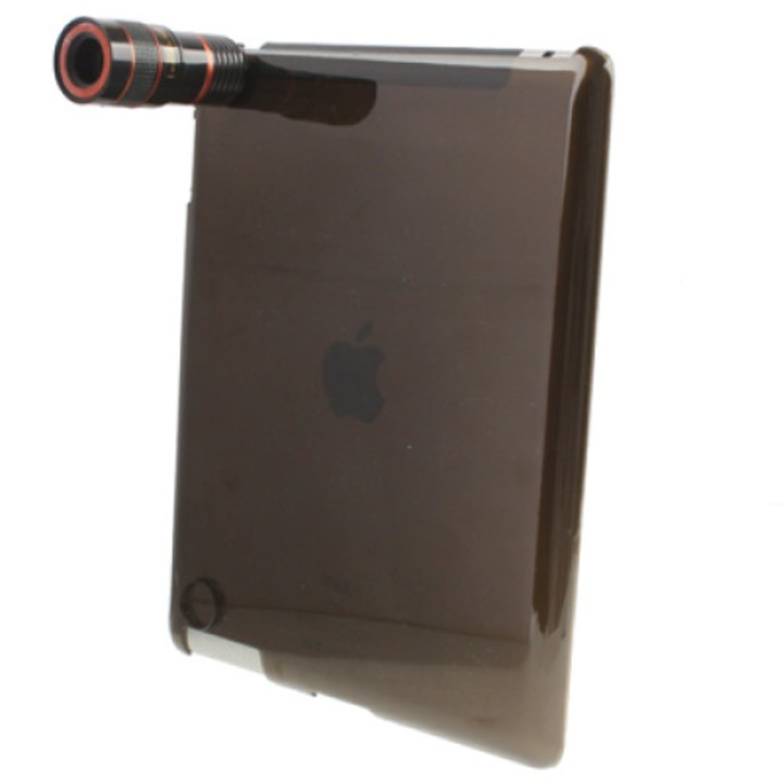 Obiectiv foto ZOOM TELESCOPE 6X pentru iPAD 2 si carcasa speciala, distata focala minima 3 M, Negru