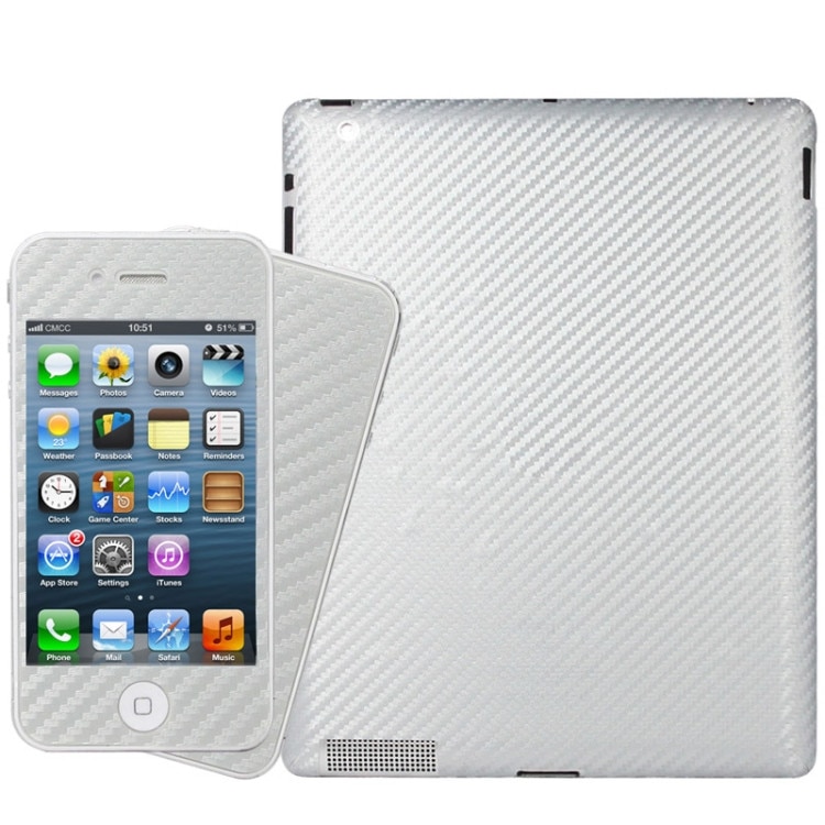 Folie 2in1 STICKER din fibra de carbon pentru protectie spate iPAD 2/3/4 (9.7