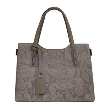 Geanta de dama din piele naturala, Pepa, flori roz pudra Geanta de dama din piele naturala, Pepa, flori roz pudra