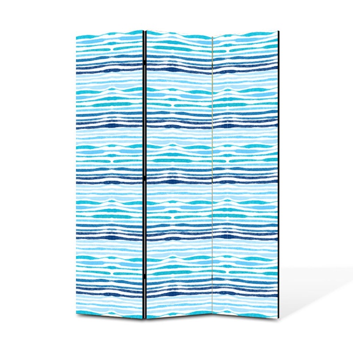 Paravan de Camera ArtDeco din 3 Panouri Nuante turcoaz si albastru 105 x 150 cm