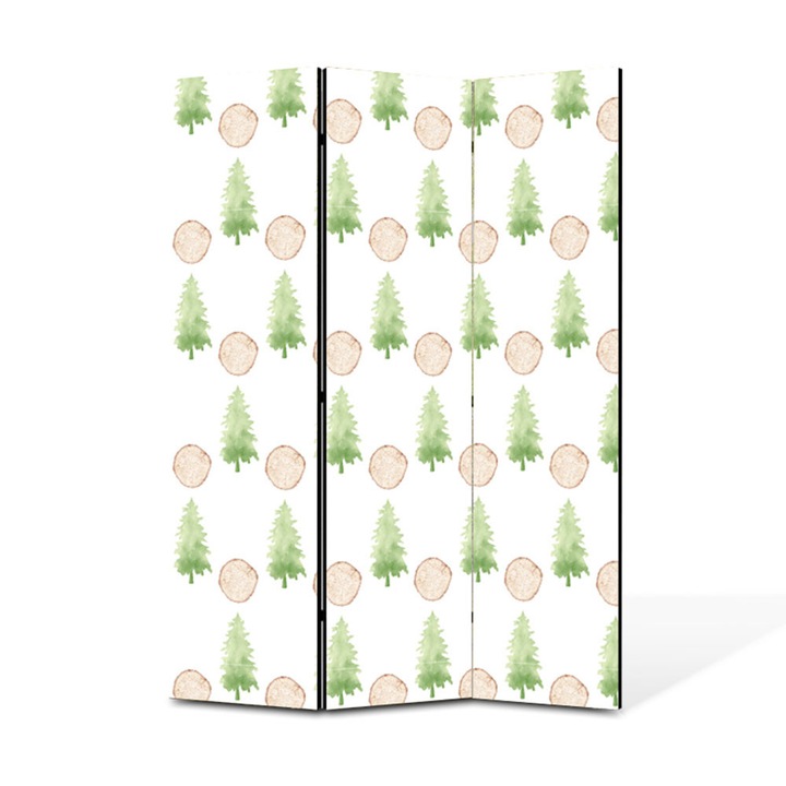 Paravan de Camera ArtDeco din 3 Panouri Padure de brazi 105 x 150 cm