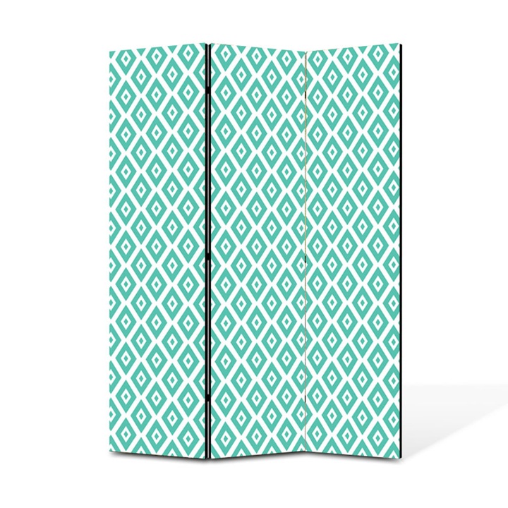 Paravan de Camera ArtDeco din 3 Panouri Romb verde deschis 105 x 150 cm