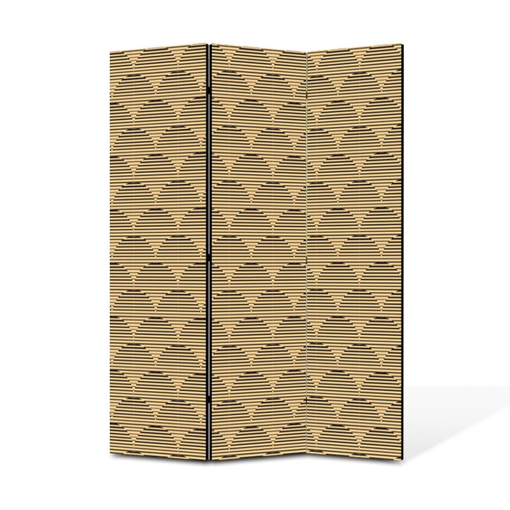 Paravan de Camera ArtDeco din 3 Panouri Arc portocaliu 105 x 150 cm