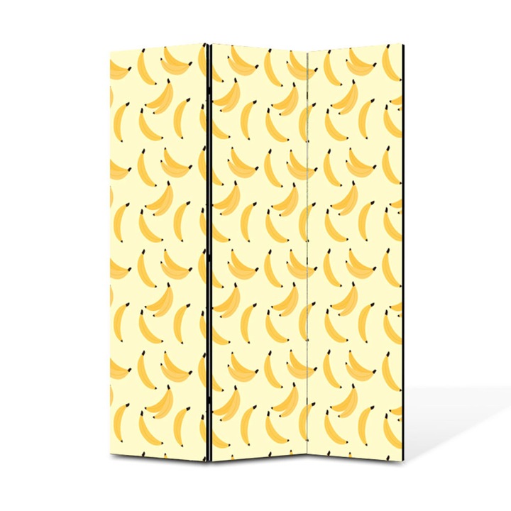 Paravan de Camera ArtDeco din 3 Panouri Perechi banane 105 x 150 cm