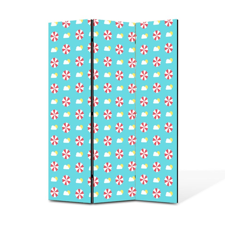 Paravan de Camera ArtDeco din 3 Panouri Umbrelute de soare 105 x 150 cm