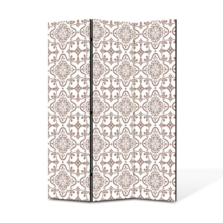 Paravan de Camera ArtDeco din 3 Panouri Model elegant baroc maro 105 x 150 cm