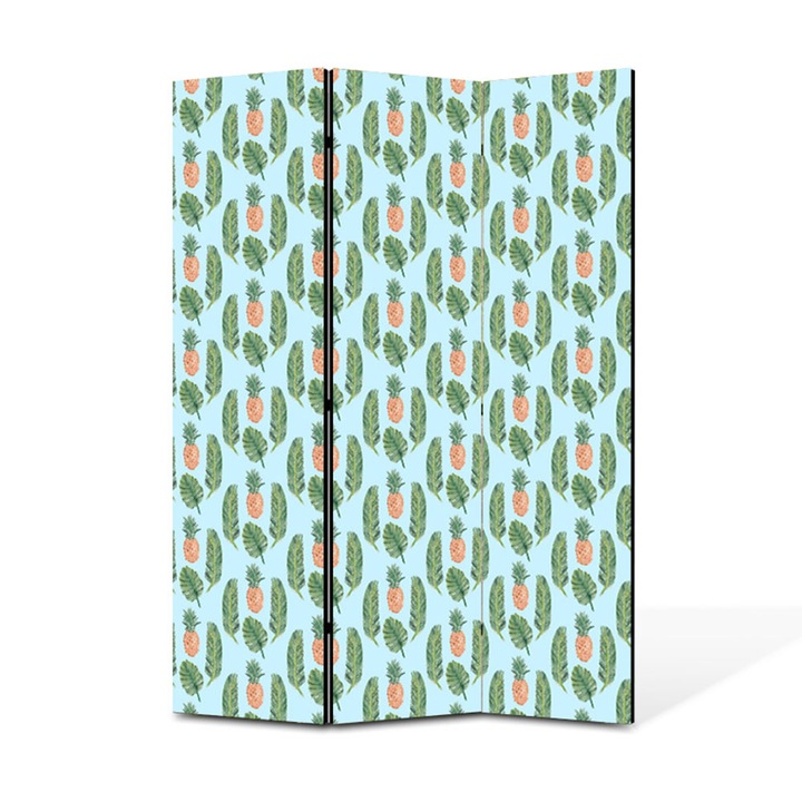 Paravan de Camera ArtDeco din 3 Panouri Exotic ananas 105 x 150 cm
