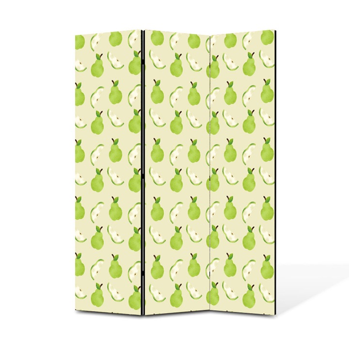 Paravan de Camera ArtDeco din 3 Panouri Felii de pere 105 x 150 cm