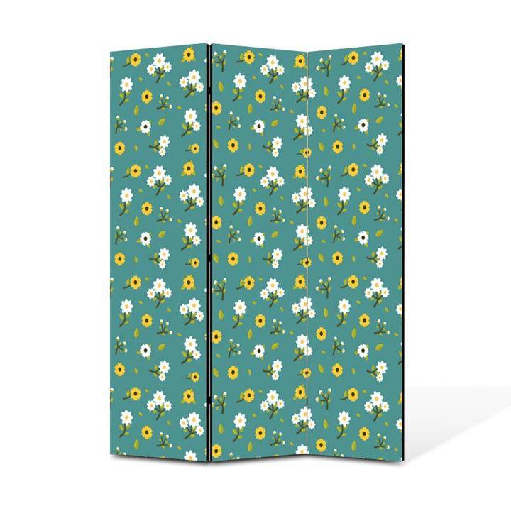 Paravan de Camera ArtDeco din 3 Panouri Rosu cercuri intersectate 105 x 150 cm