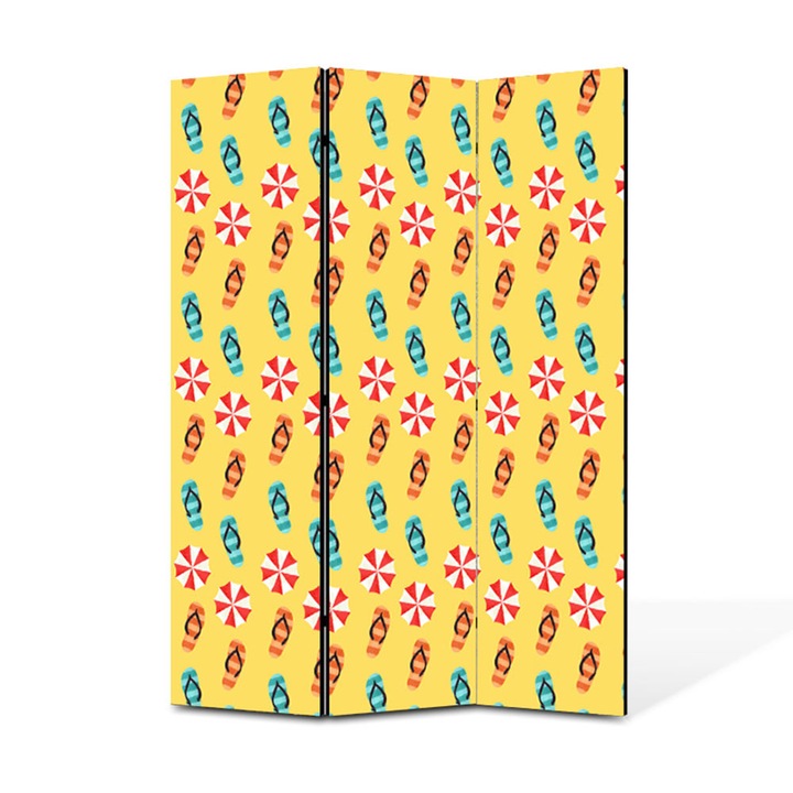 Paravan de Camera ArtDeco din 3 Panouri Motive de plaja 105 x 150 cm