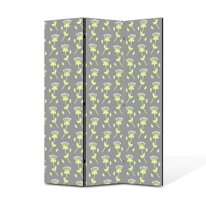 Paravan de Camera ArtDeco din 3 Panouri Grup de flori galbene 105 x 150 cm