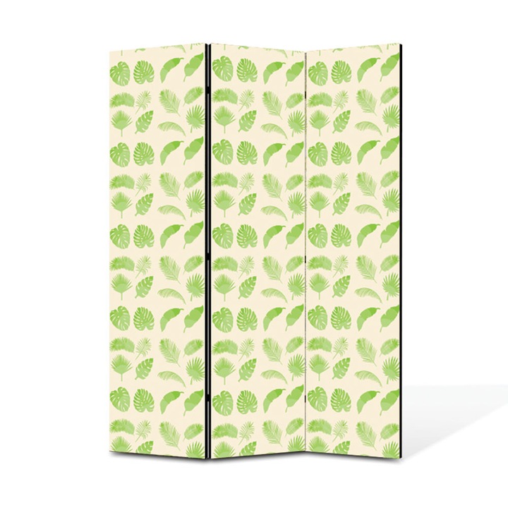 Paravan de Camera ArtDeco din 3 Panouri Cuburi linii albastru deschis 105 x 150 cm