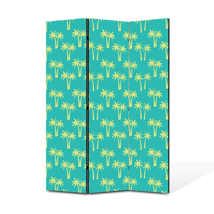 Paravan de Camera ArtDeco din 3 Panouri Congruenta cercuri galbene 105 x 150 cm