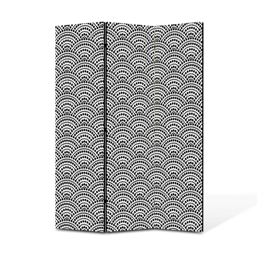 Paravan de Camera ArtDeco din 3 Panouri Coroana puncte negre 105 x 150 cm