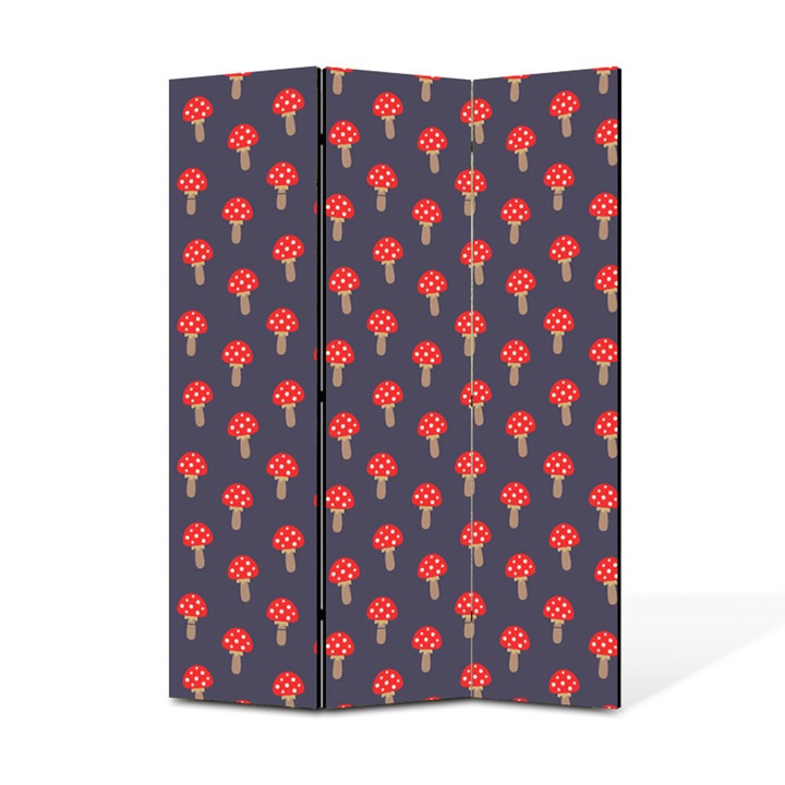 Paravan de Camera ArtDeco din 3 Panouri Motive naturale frunze simetrice 105 x 150 cm