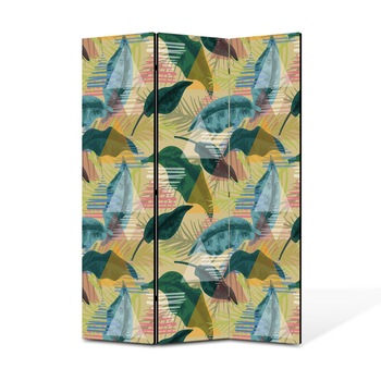Paravan de Camera ArtDeco din 3 Panouri Frunze exotic abstract 105 x 150 cm Paravan de Camera ArtDeco din 3 Panouri Frunze exotic abstract 105 x 150 cm
