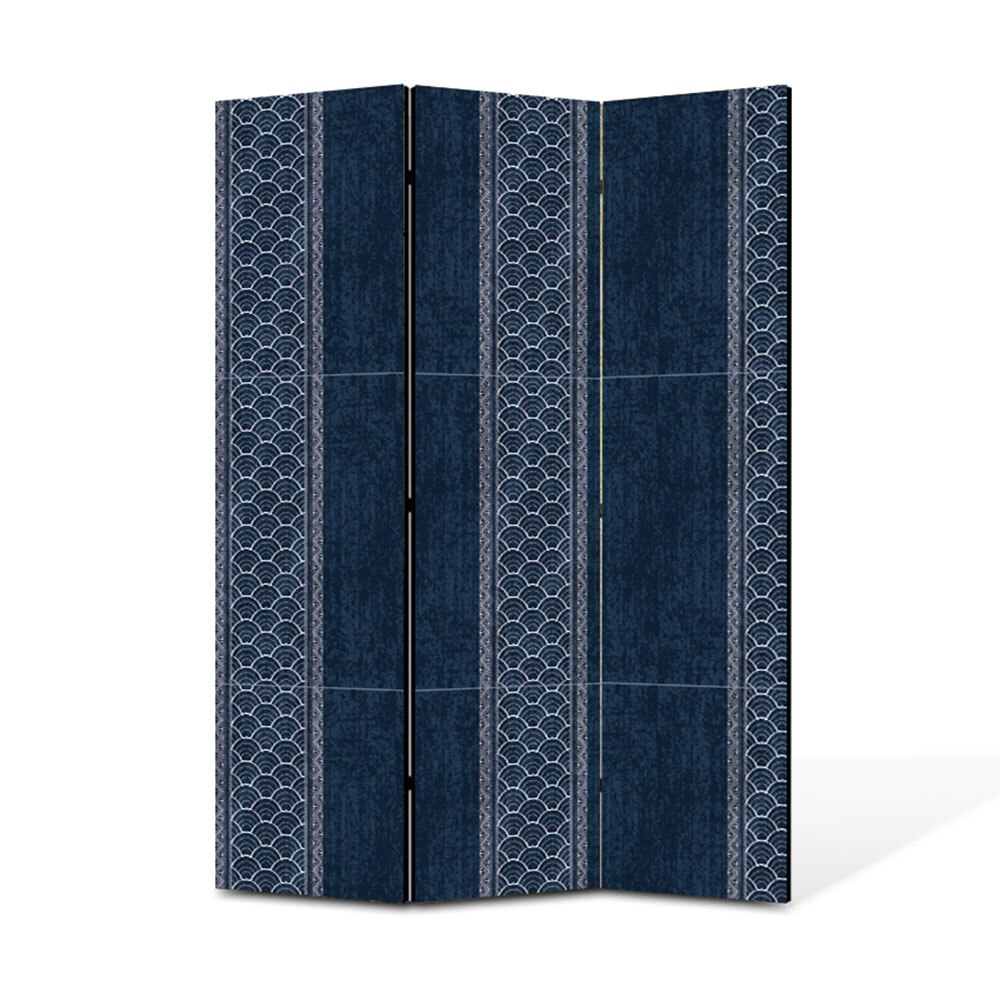 Paravan de Camera ArtDeco din 3 Panouri Albastru elegant 135 x 180 cm