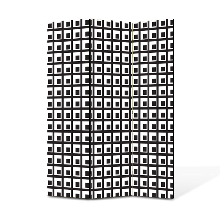 Paravan de Camera ArtDeco din 3 Panouri Minimalist linii negre 105 x 150 cm