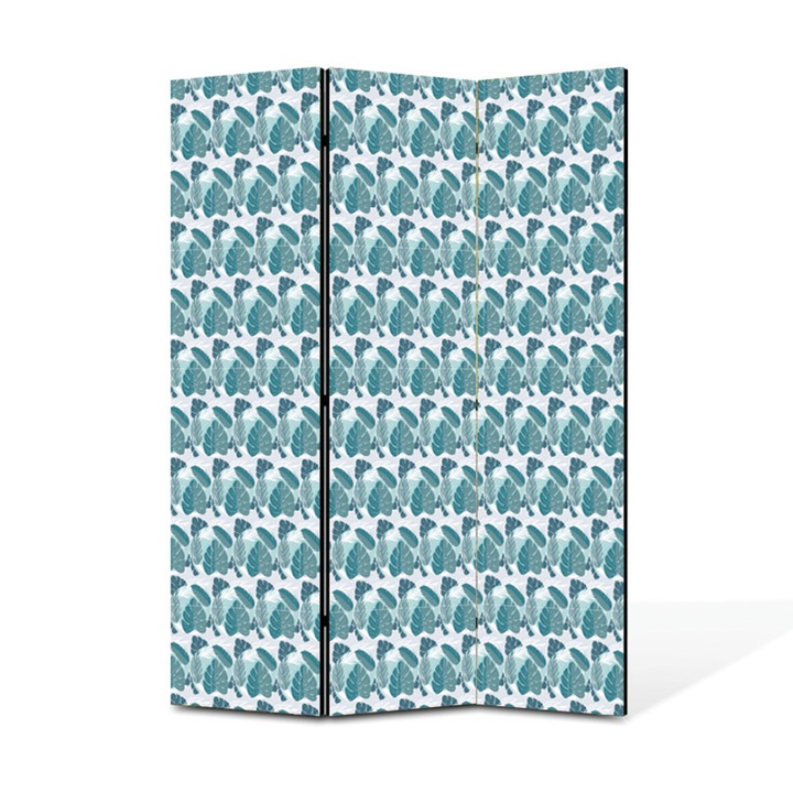 Paravan de Camera ArtDeco din 3 Panouri Frunze tropicale multicolore 105 x 150 cm