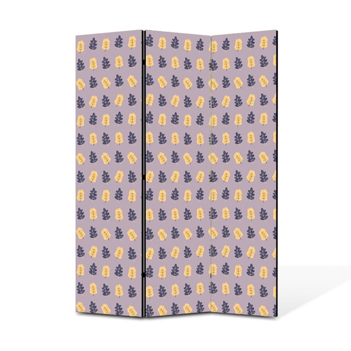 Paravan de Camera ArtDeco din 3 Panouri Pasari si pene mov 105 x 150 cm