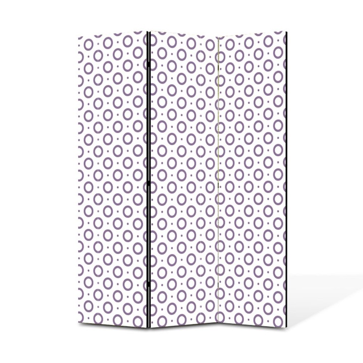 Paravan de Camera ArtDeco din 3 Panouri Minimalist linii albe 105 x 150 cm