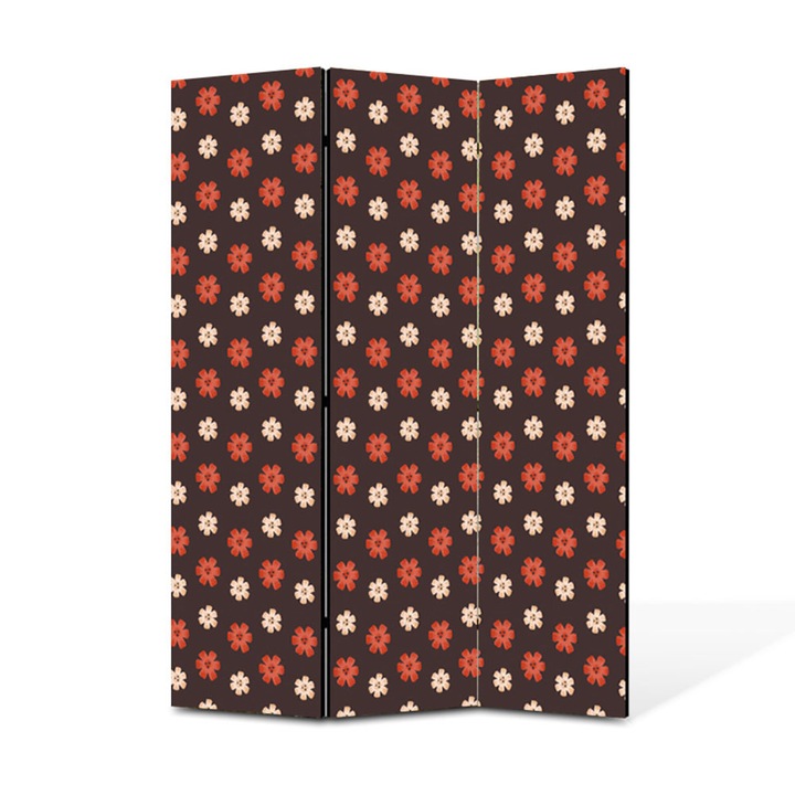 Paravan de Camera ArtDeco din 3 Panouri Pasari motive naturale mov gri 105 x 150 cm