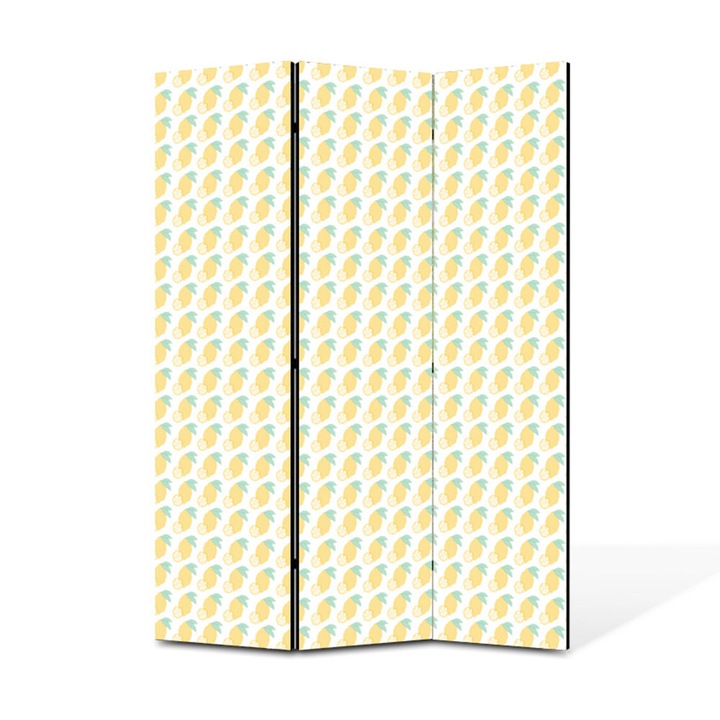 Paravan de Camera ArtDeco din 3 Panouri Fructe geometrice pere verzi 105 x 150 cm