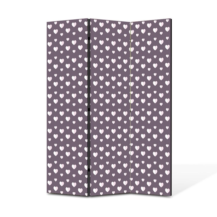 Paravan de Camera ArtDeco din 3 Panouri Flori cinci petale rosii 105 x 150 cm