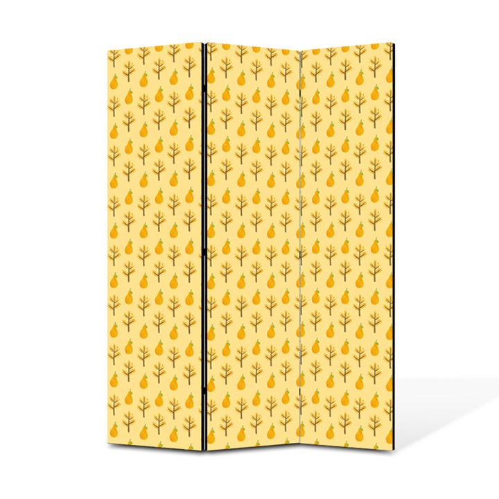 Paravan de Camera ArtDeco din 3 Panouri Frunze naturale toamna 105 x 150 cm