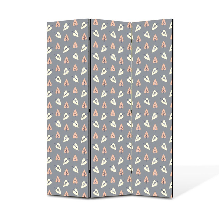 Paravan de Camera ArtDeco din 3 Panouri Floricele mov mici si mari 105 x 150 cm