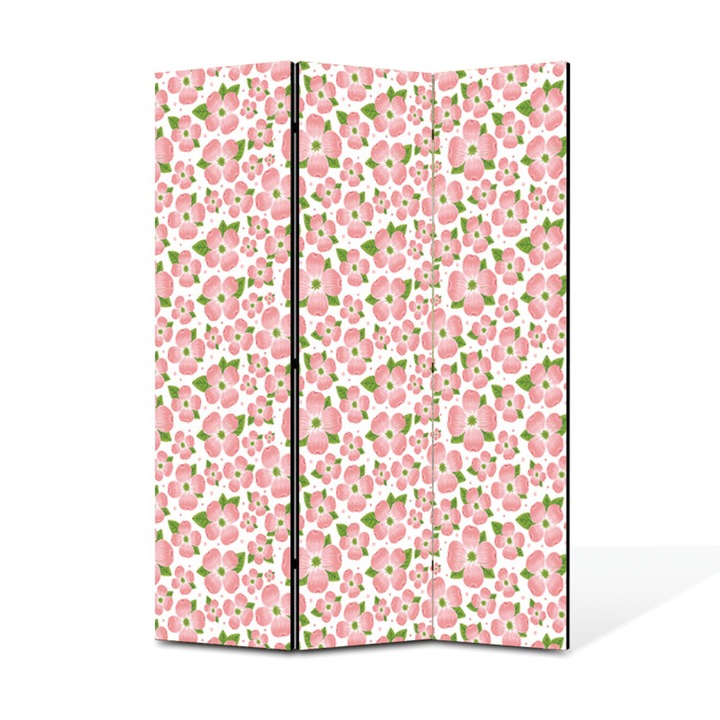 Paravan de Camera ArtDeco din 3 Panouri Floricele delicate albastre 105 x 150 cm