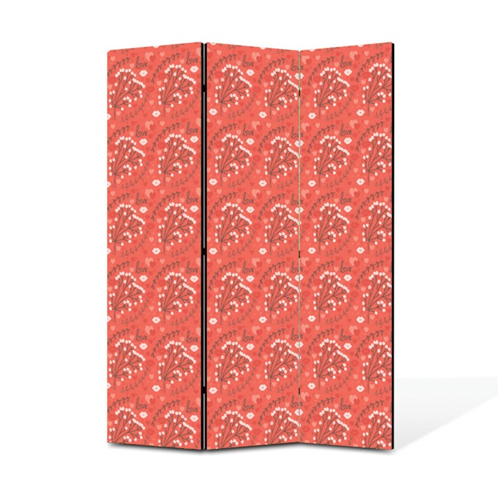 Paravan de Camera ArtDeco din 3 Panouri Motiv natural romantic rosu 105 x 150 cm