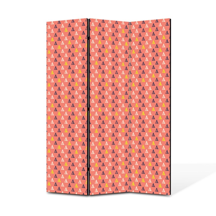 Paravan de Camera ArtDeco din 3 Panouri Model jucaus sageti albastru 105 x 150 cm