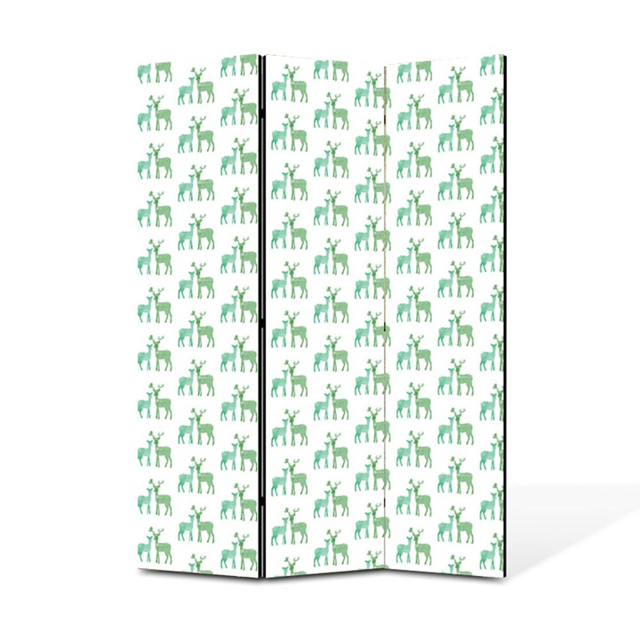 Paravan de Camera ArtDeco din 3 Panouri Acuarela pereche de caprioare 105 x 150 cm