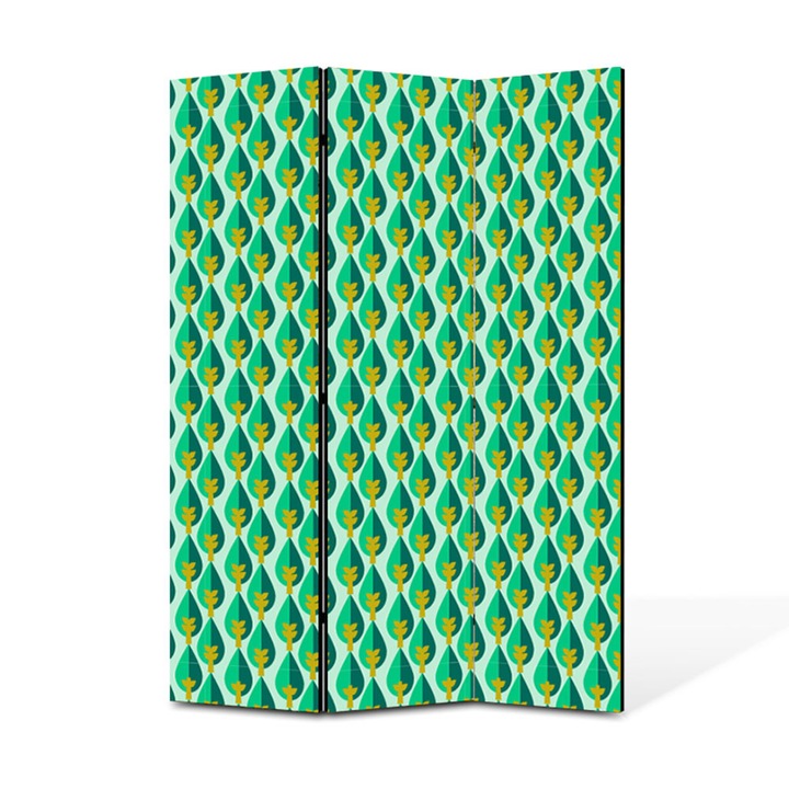 Paravan de Camera ArtDeco din 3 Panouri Copacei verzi 105 x 150 cm