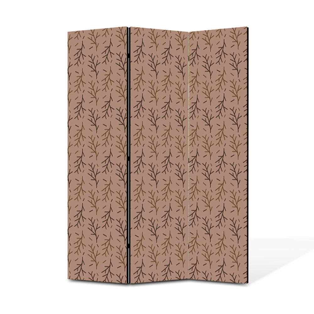 Paravan de Camera ArtDeco din 3 Panouri Crengute fundal roz 135 x 180 cm