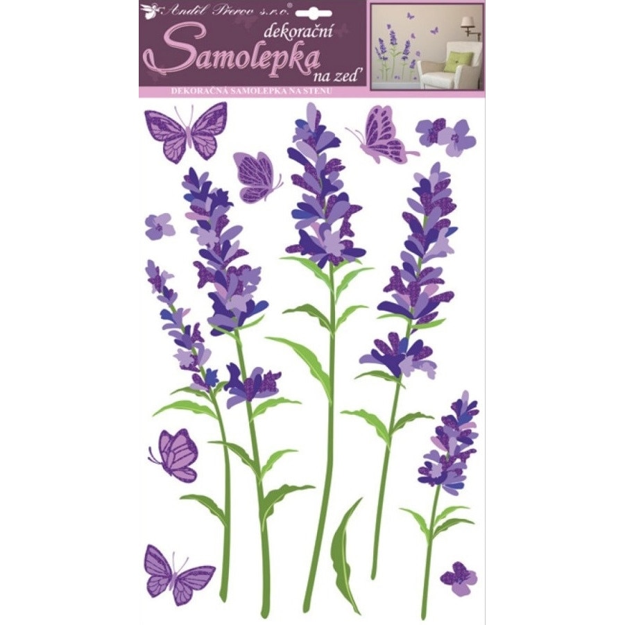 Sticker perete, levantica si fluturi, 32 x 50 cm