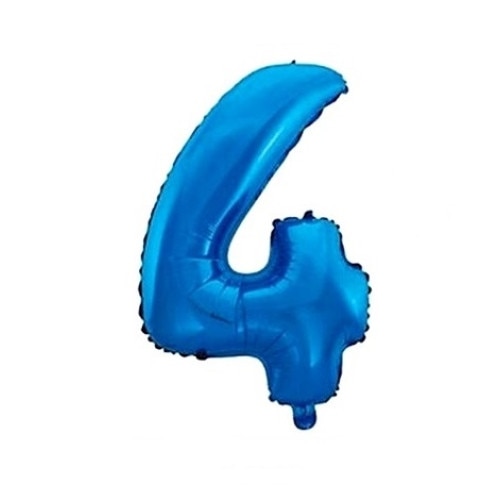Balon folie cifra 4 albastru, 75 cm