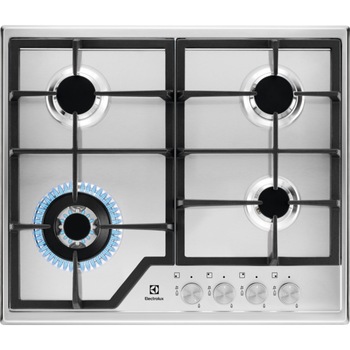 Plita incorporabila Electrolux KGS6436SX, Gaz, 4 zone de gatit, Aprindere electrica, Dispozitiv de siguranta, Gratare fonta, Arzator Wok, 60 cm, Inox Plita incorporabila Electrolux KGS6436SX, Gaz, 4 zone de gatit, Aprindere electrica, Dispozitiv de siguranta, Gratare fonta, Arzator Wok, 60 cm, Inox