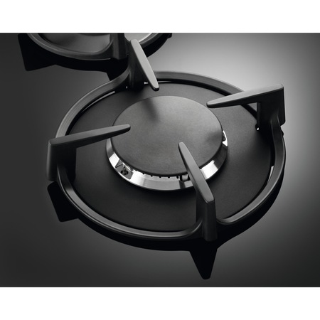 Plita incorporabila Electrolux KGG6407K, Gaz, 4 arzatoare, Aprindere electrica, Dispozitiv de siguranta, Gratare fonta, 60 cm, Sticla neagra