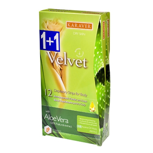 Benzi depilatoare corp, Karaver, cu ALOE VERA 12+12 buc +4 servetele 1+1 GRATIS